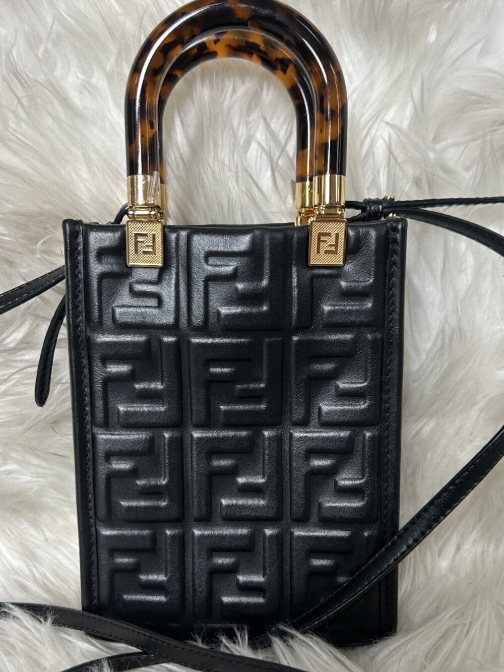 Fendi Vitello Embossed Mini F Sunshine Tote - Picture 1 of 14